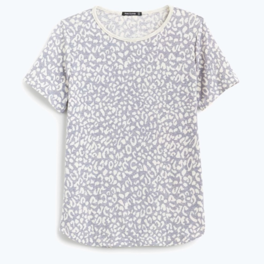 Pink Clover | Mara Crew Neck Knit Top | XS | Grey | Leopard Print